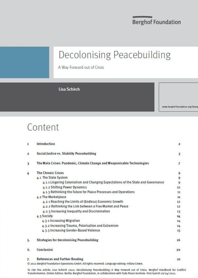 Decolonising peacebuilding: A way forward out of crisis